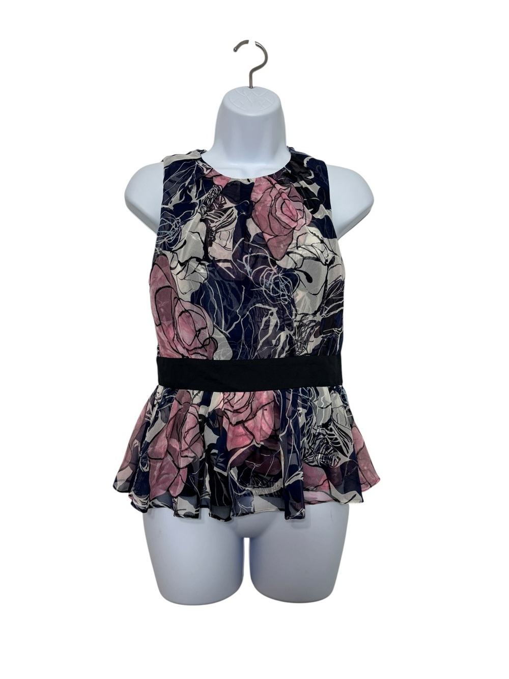 Diane von Furstenberg 100% Silk Floral Peplum Blouse Top Sz4 Luxury Career FLAW